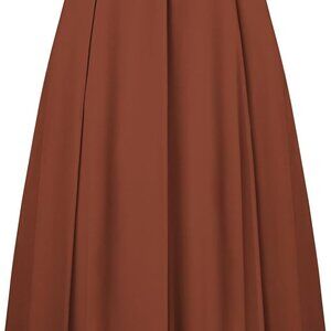 Women's Pleated Midi Skirt 2025 Fall High Waisted Knee Length Flowy A Line Swing
